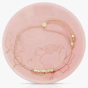 NWT 14k Gold Bead Bracelet Gift Set with Jewelry Trinket Ring Dish Tray Holder